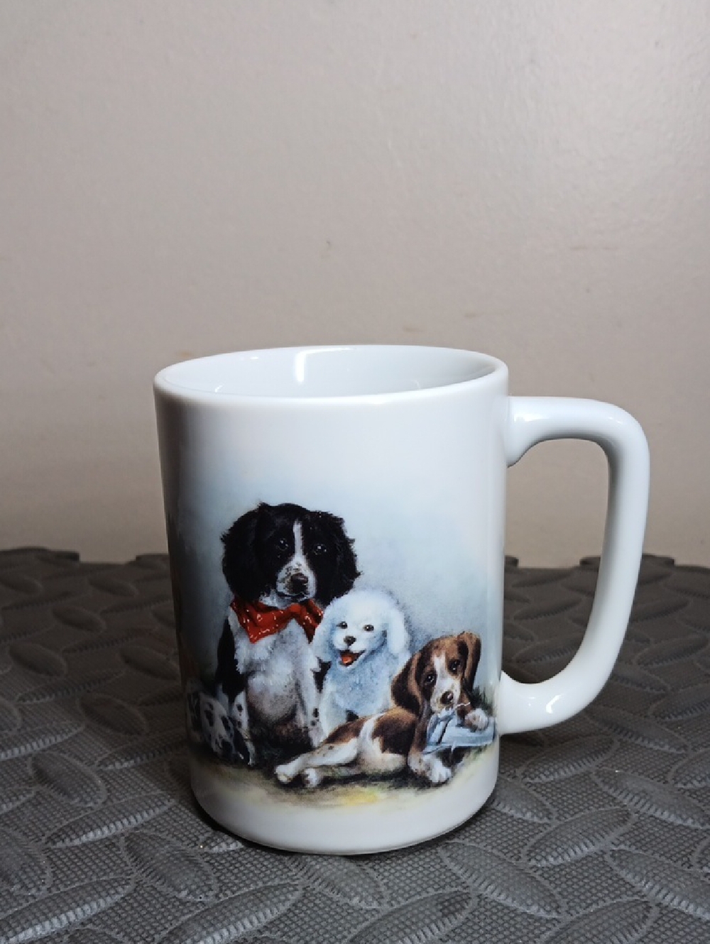 White Mug with Trio of Dogs